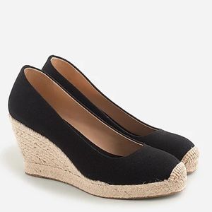 J. Crew Seville espadrille wedges in Black canvas.